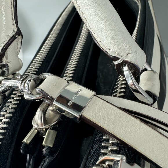 Authentic Coach # 30354 Broug BR Stripe Black/White Leather Sachel/Shoulder Bag - Picture 8 of 14